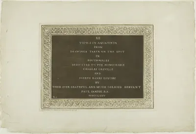 Title Plate, from Twelve Views in South Wales