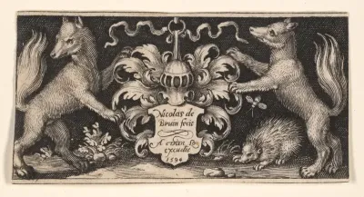 Title Plate with Two Foxes, from Fighting Chimeras and Scenes from Aesop's Fables