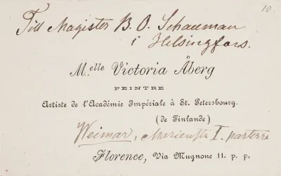 TKK/Åb15, Åberg, Victoria, [28.8.1883], käyntikortti