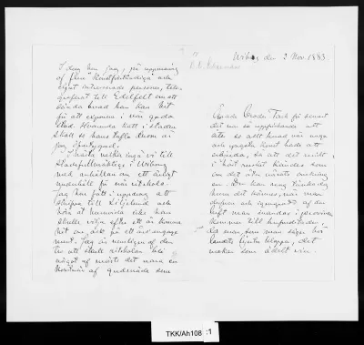 TKK/Ah108, Ahrenberg, Jac. [Johan Jacob], 2.11.1883