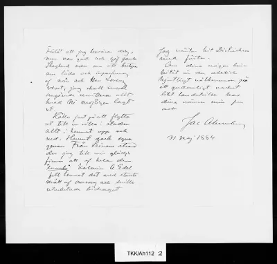 TKK/Ah112, Ahrenberg, Jac. [Johan Jacob], 31.5.1884
