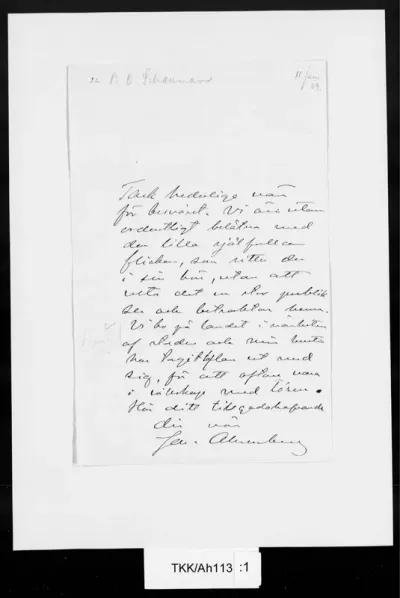 TKK/Ah113, Ahrenberg, Jac. [Johan Jacob], 11.6.1884