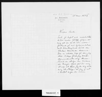 TKK/Ah121, Ahrenberg, Jac. [Johan Jacob], 25.3.1886