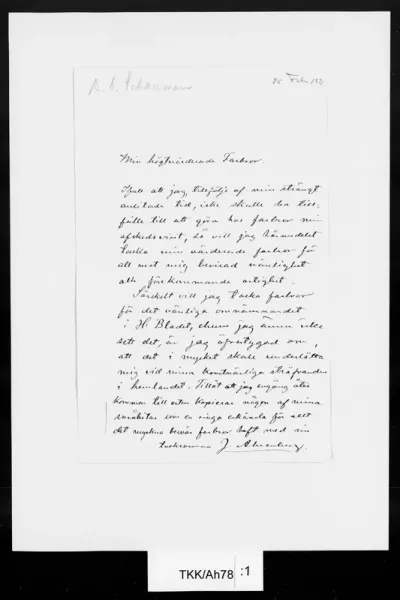 TKK/Ah78, Ahrenberg, Jac. [Johan Jacob], 26.2.1876