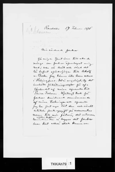 TKK/Ah79, Ahrenberg, Jac. [Johan Jacob], 27.2.1876