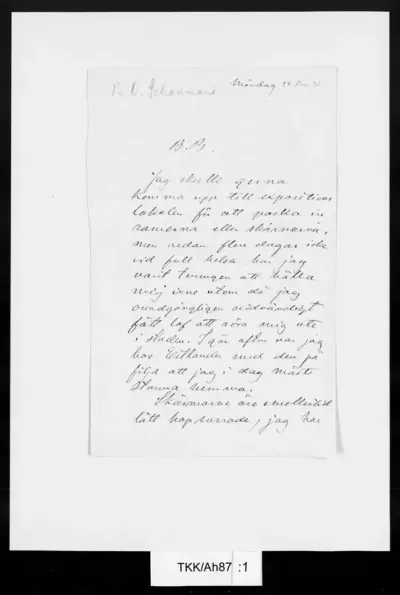 TKK/Ah87, Ahrenberg, Jac. [Johan Jacob], 28.11.1881