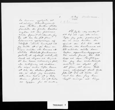TKK/Ah91, Ahrenberg, Jac. [Johan Jacob], 18.5.1882