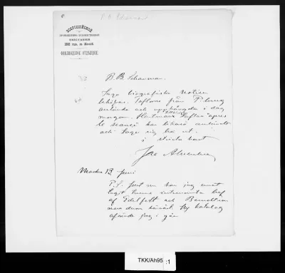 TKK/Ah95, Ahrenberg, Jac. [Johan Jacob], 13.6.[1882]