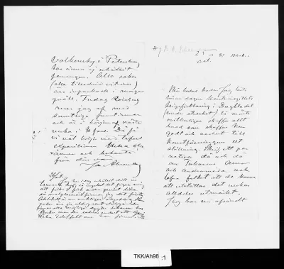 TKK/Ah98, Ahrenberg, Jac. [Johan Jacob], 25.10.1882