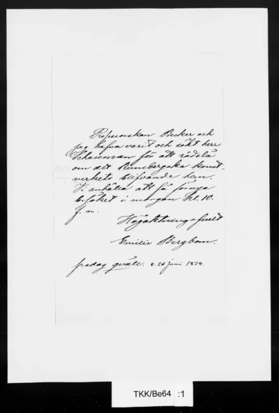 TKK/Be64, Bergbom, Emilie, 26.6.1874