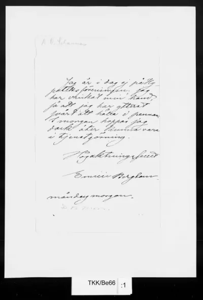 TKK/Be66, Bergbom, Emilie, 13.3.[1882]