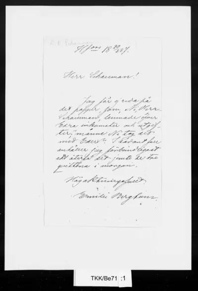 TKK/Be71, Bergbom, Emilie, 20.3.1887