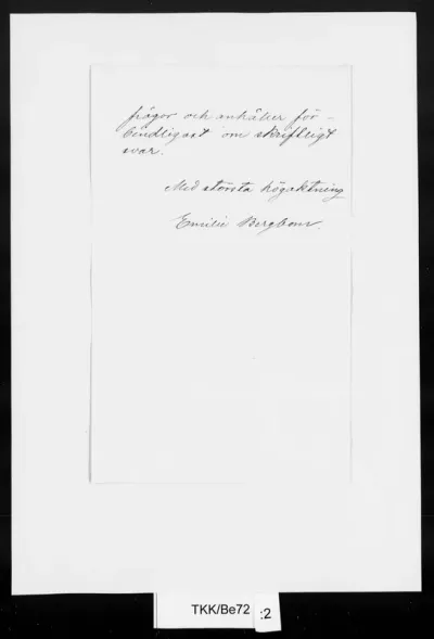 TKK/Be72, Bergbom, Emilie, 30.10.1887