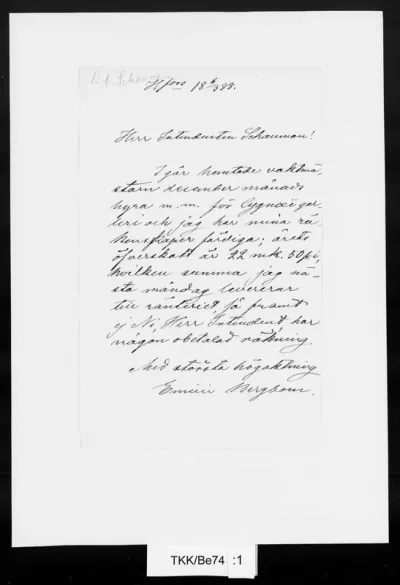 TKK/Be74, Bergbom, Emilie, 6.3.1888