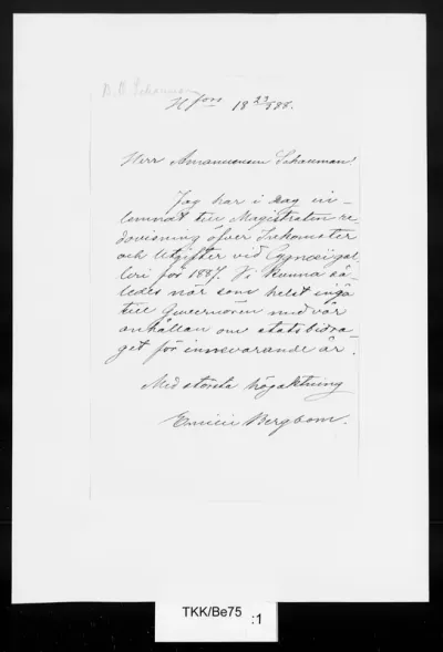 TKK/Be75, Bergbom, Emilie, 23.3.1888