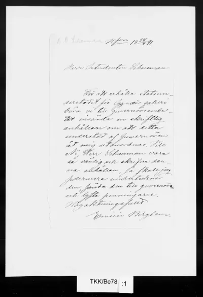 TKK/Be78, Bergbom, Emilie, 28.4.1891