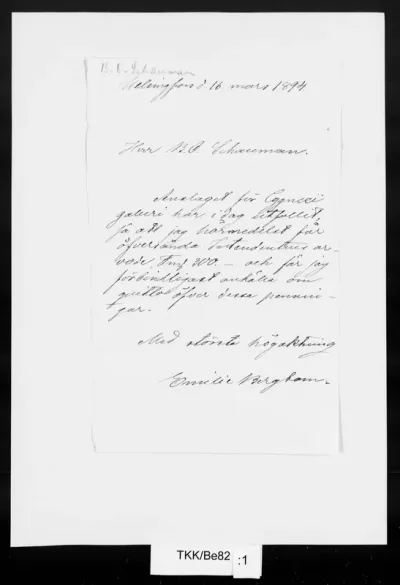 TKK/Be82, Bergbom, Emilie, 16.3.1894