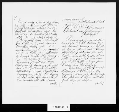 TKK/Bl147, Blanch, Theodor / Kongl. Hof-Konsthandl., 11.11.1886