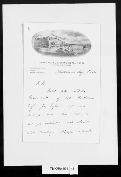 TKK/Bo191, Borenius, Tancred, 15.08.1920