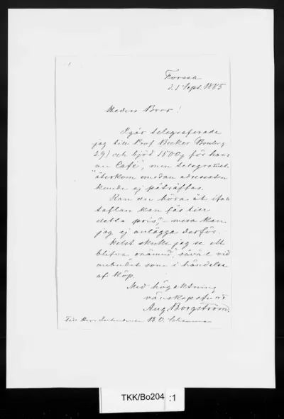 TKK/Bo204, Borgström, August, 1.9.1885
