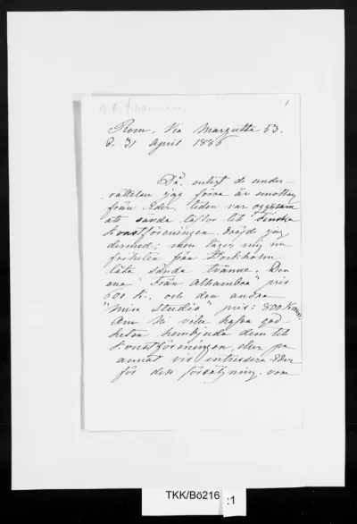 TKK/Bö216, Börjeson, Agnes, 31.4.1886