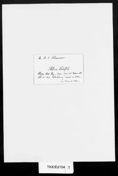 TKK/Ed104, Edelfelt, Albert, 16.2.1889, käyntikortti