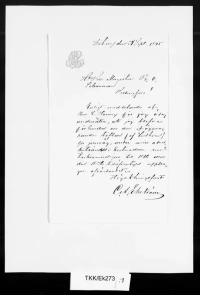 TKK/Ek273, Ekström, C. A., 24.9.1875