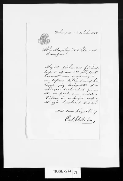 TKK/Ek274, Ekström, C. A., 2.10.1875