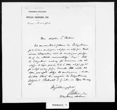 TKK/Es412, Estlander, B[ernhard] / Antellin valtuuskunta, 10.11.1902