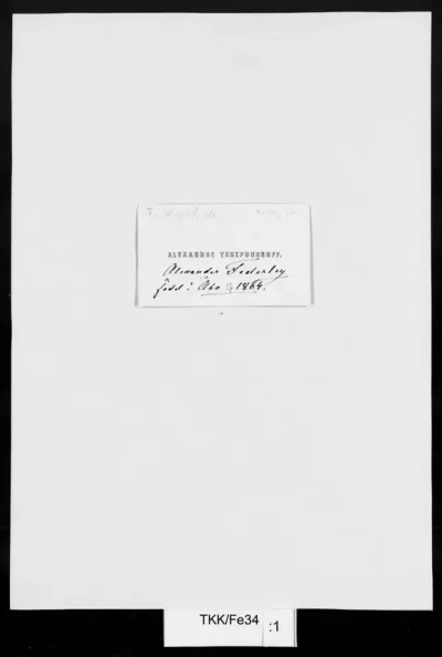 TKK/Fe34, Federley, Alex, 23.8.1885, käyntikortti