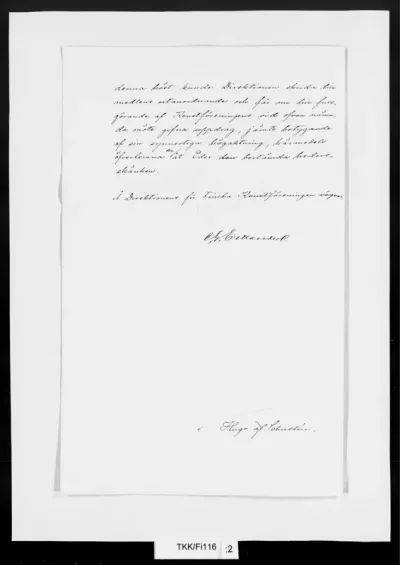 TKK/Fi116, Finska Konstföreningen, Suomen Taideyhdistys / C. G. Estlander, H. af Schultén, 22.9.1879