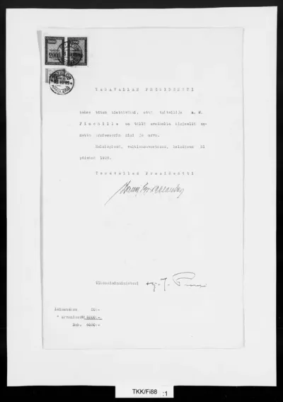 TKK/Fi88, Finch, Alfred William / Diverse, 21.02.1929