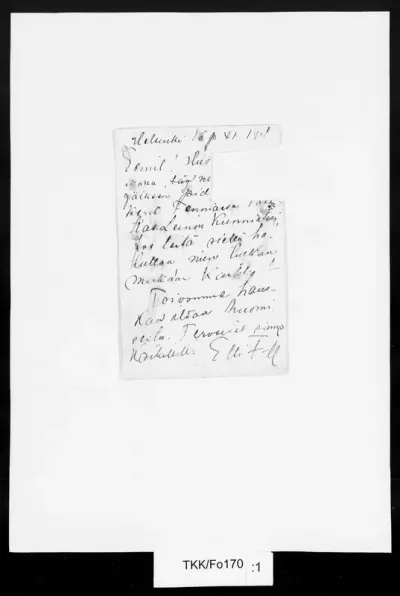 TKK/Fo170, Forssell, Elli , 16.11.1901