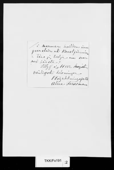 TKK/Fo191, Forssman, Aline [Forsman, Alina], 18.5.1880