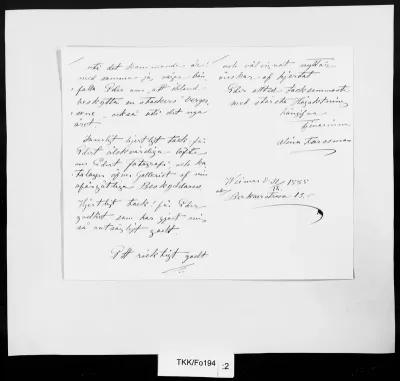 TKK/Fo194, Forssman, Aline [Forsman, Alina], 31.12.1885