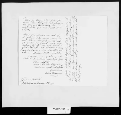 TKK/Fo195, Forssman, Aline [Forsman, Alina], 13.1.1886
