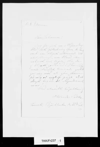 TKK/Fr237, [Frosterus-] Såltin, Alexandra, 22.7.1885