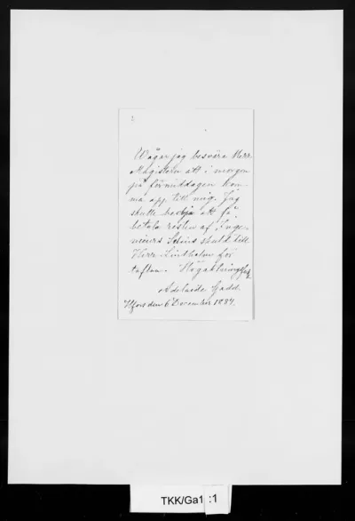 TKK/Ga1, Gadd, Adelaide, 6.12.1884