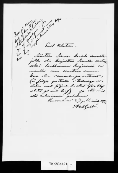 TKK/Ga121, Gallen-Kallela, Akseli, 27.7.1895