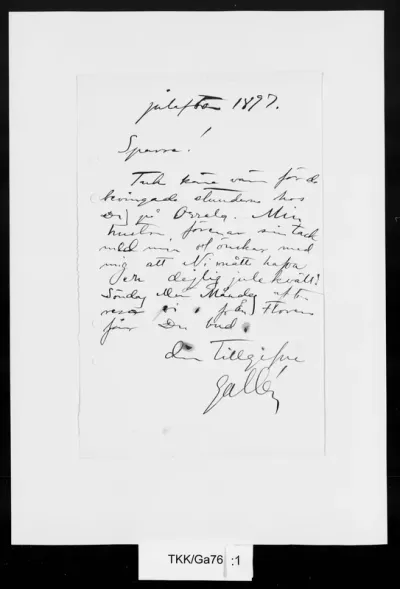 TKK/Ga76, Gallen-Kallela, Akseli, 24.12.1897