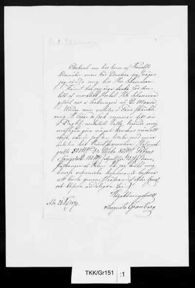 TKK/Gr151, Granberg, Augusta, 28.2.(?)1870