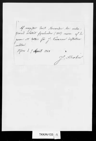 TKK/Kr133, Krohn, Julius, 7.4.1868
