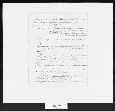 TKK/Li277, Lindholm / Diverse: muistio, 19.5.1889