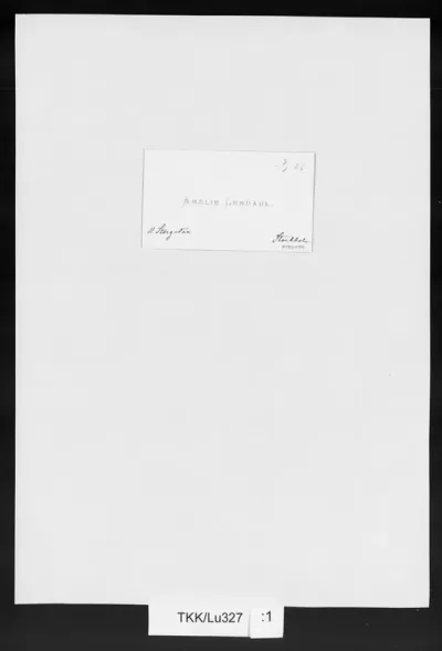 TKK/Lu327, Lundahl, Amelie, [8.1.1886], käyntikortti