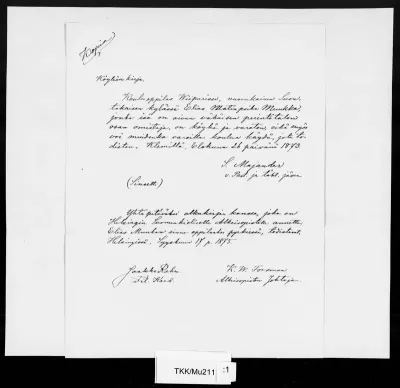 TKK/Mu211, Muukka, Elias / Diverse: köyhäintodistus, 17.9.1875