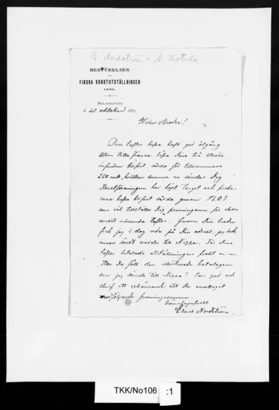 TKK/No106, Nordström, Ernst, 23.10.1885