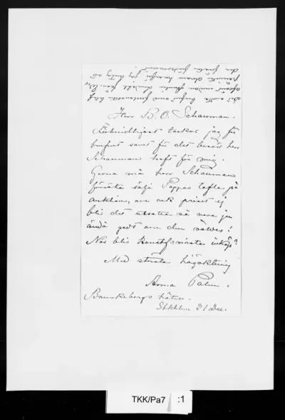 TKK/Pa7, Palm, Anna, 21.12.[1886?]