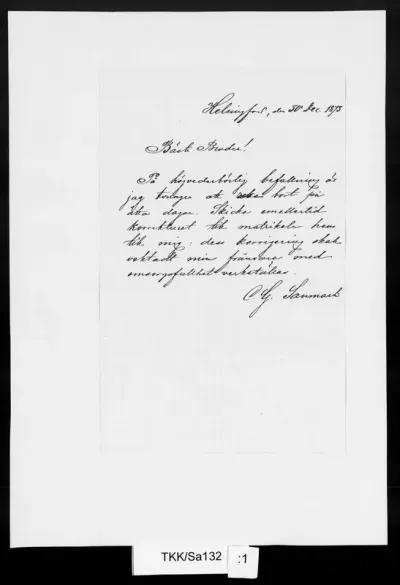 TKK/Sa132, Sanmark, C. G., 30.12.1873