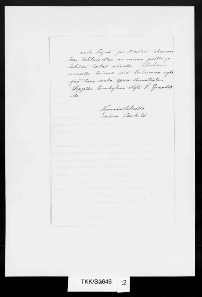 TKK/Sä646, Särkelä, Evelina [Särkelä, Eveliina], 25.2.1878