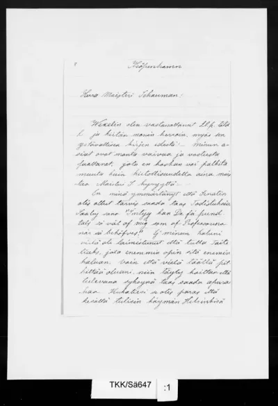 TKK/Sä647, Särkelä, Evelina [Särkelä, Eveliina], 24.3.1878
